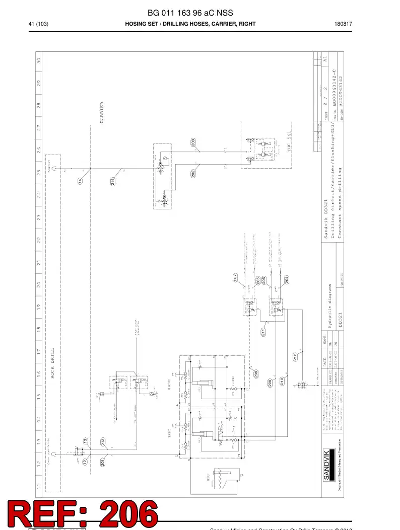 BG00280686b BG 002 806 86b Hose Assembly, Hydraulic - Sandvik Technical Drawing