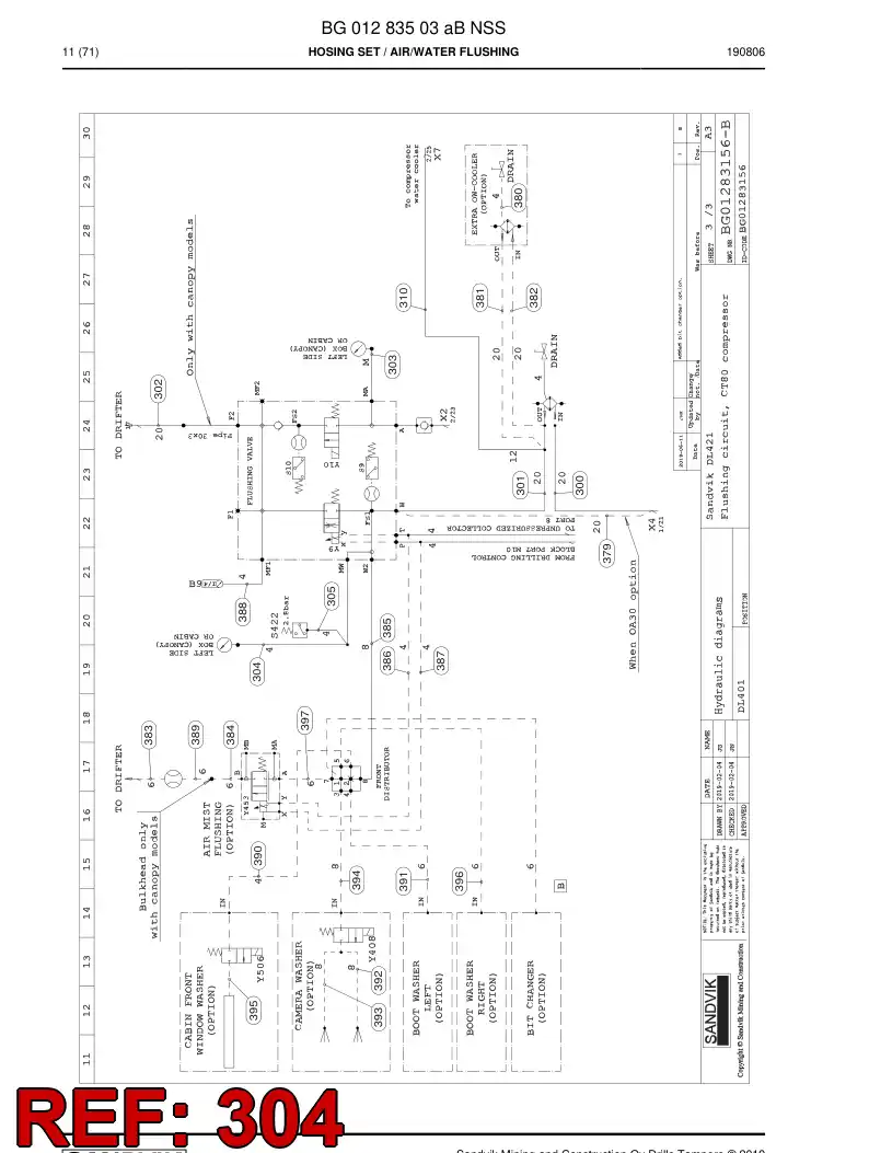 BG00280687a BG 002 806 87a Hose Assembly, Hydraulic - Sandvik Technical Drawing