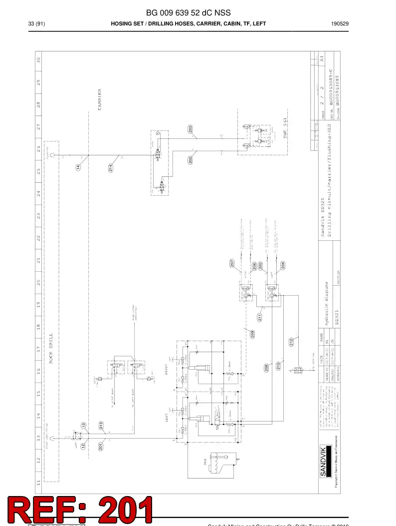 BG00280689a BG 002 806 89a Hose Assembly, Hydraulic - Sandvik Technical Drawing