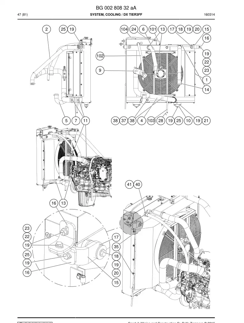 BG00280832b BG 002 808 32b System, Cooling - Sandvik Technical Drawing