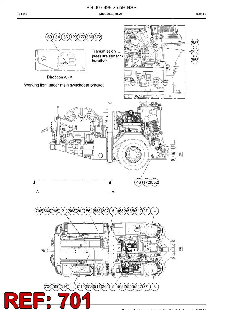 BG00280855a BG 002 808 55a Cable, Power - Sandvik Technical Drawing