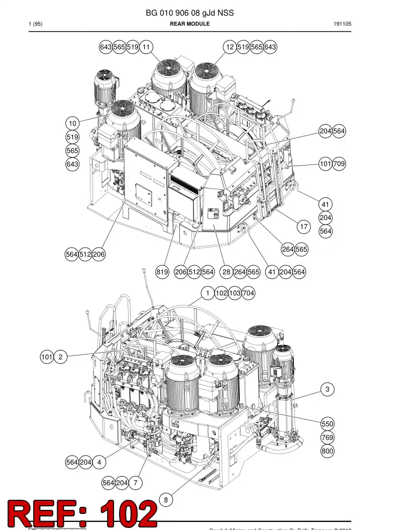 BG00280858a BG 002 808 58a Cable, Power - Sandvik Technical Drawing