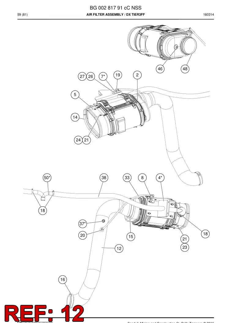 BG00282185b BG 002 821 85b Elbow, Rubber - Sandvik Technical Drawing