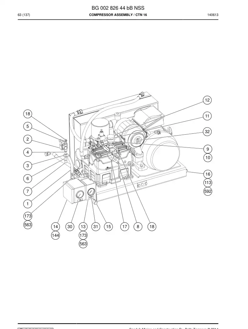 BG00282644b BG 002 826 44b Compressor Assembly - Sandvik Technical Drawing