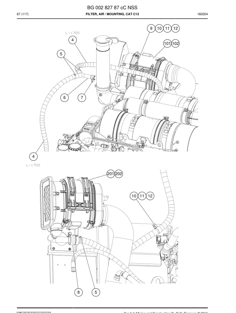 BG00282787c BG 002 827 87c Filter, Air - Sandvik Technical Drawing