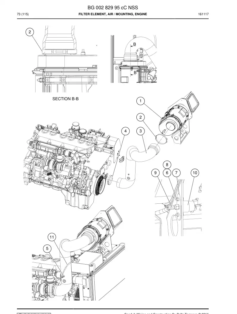 BG00282995c BG 002 829 95c Filter Element, Air - Sandvik Technical Drawing