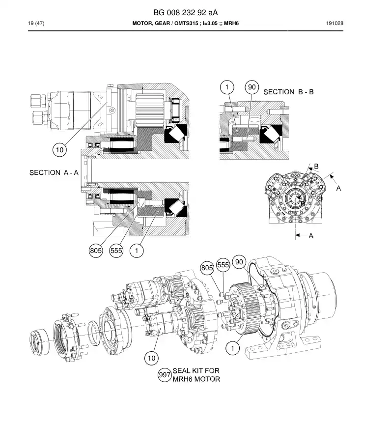 BG00283349a BG 002 833 49a Seal Kit - Sandvik Technical Drawing