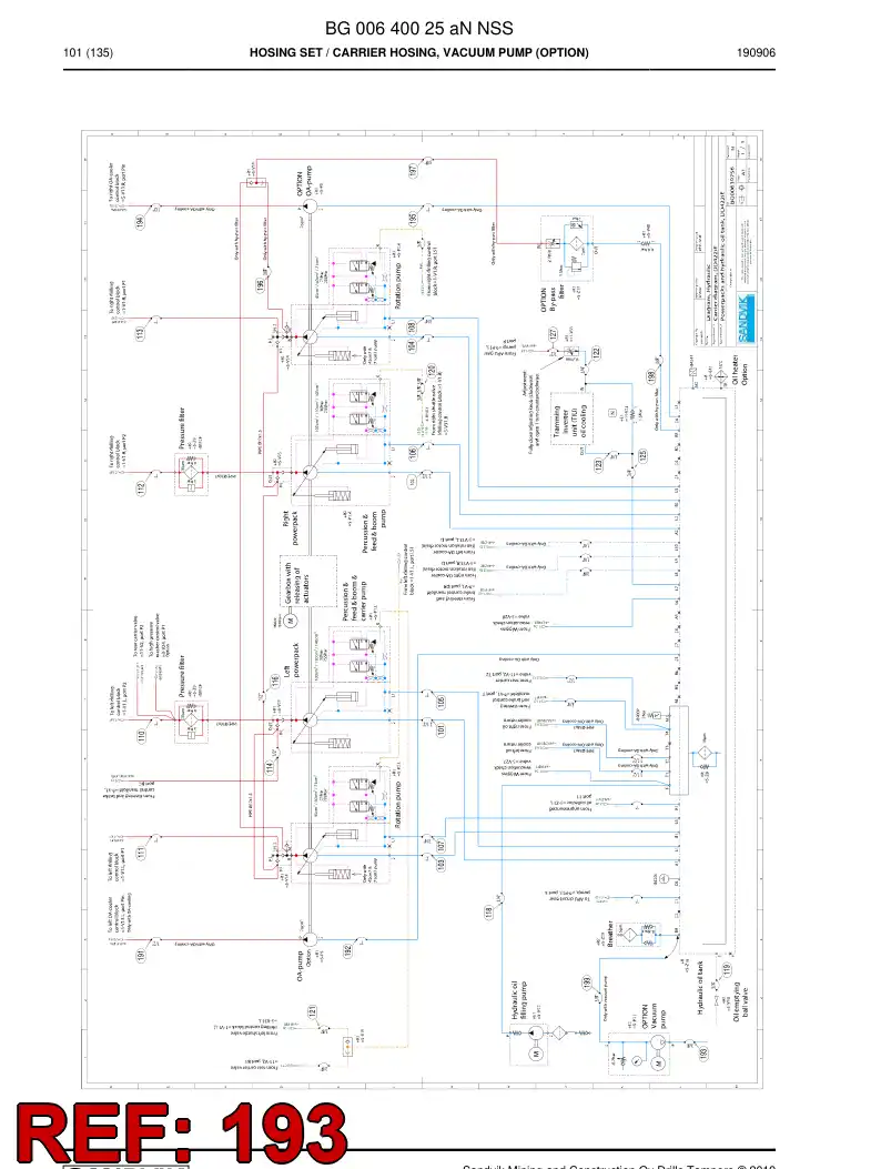 BG00284454a BG 002 844 54a Hose Assembly, Hydraulic - Sandvik Technical Drawing