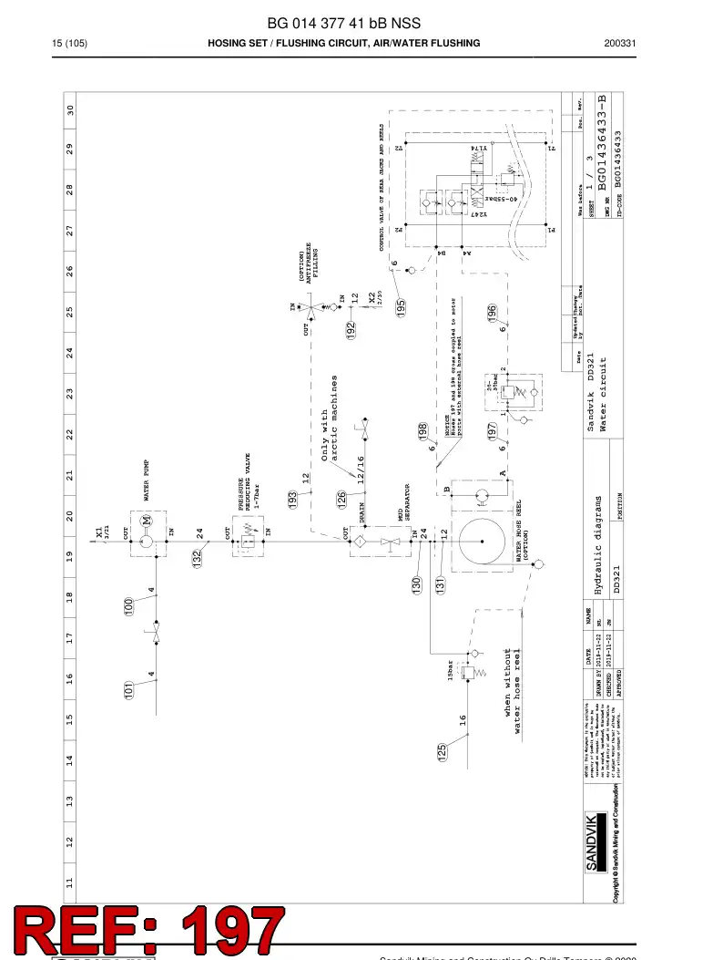 BG00284457a BG 002 844 57a Hose Assembly, Hydraulic - Sandvik Technical Drawing