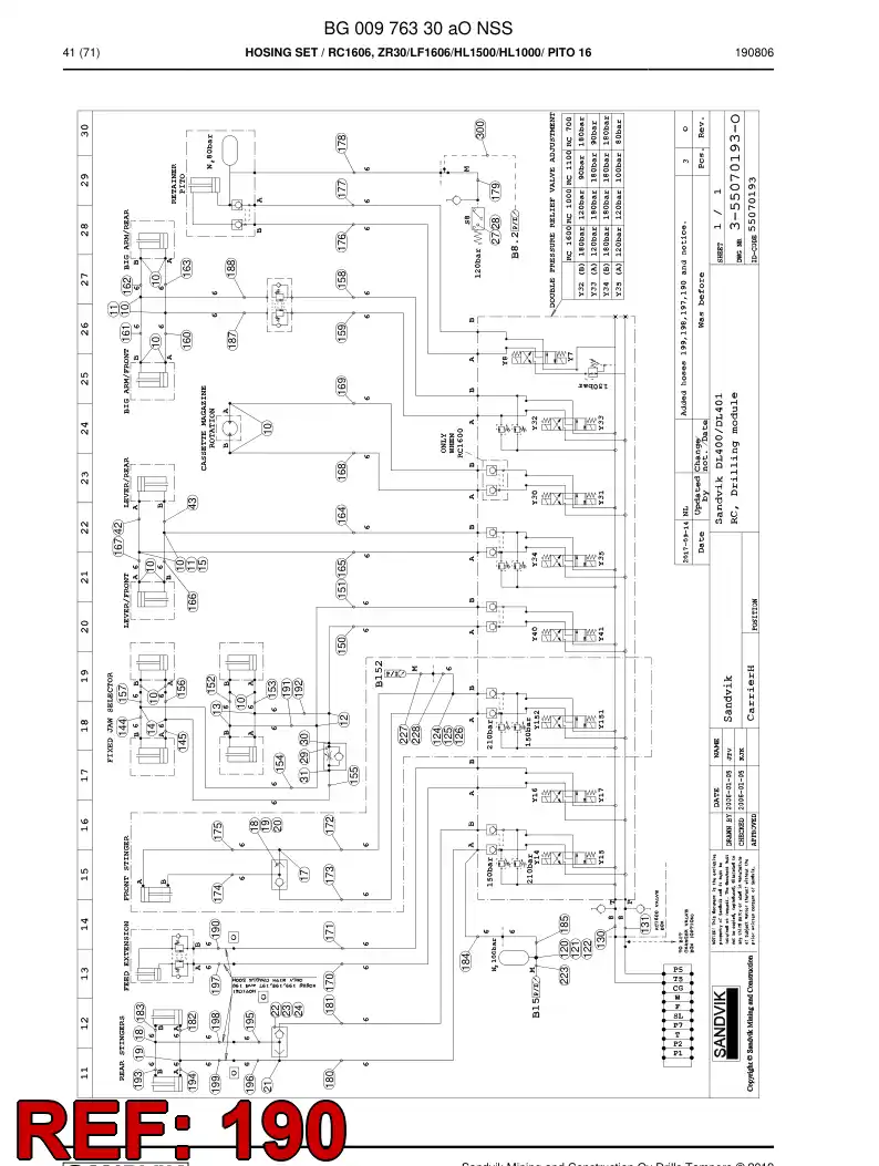 BG00284461a BG 002 844 61a Hose Assembly, Hydraulic - Sandvik Technical Drawing