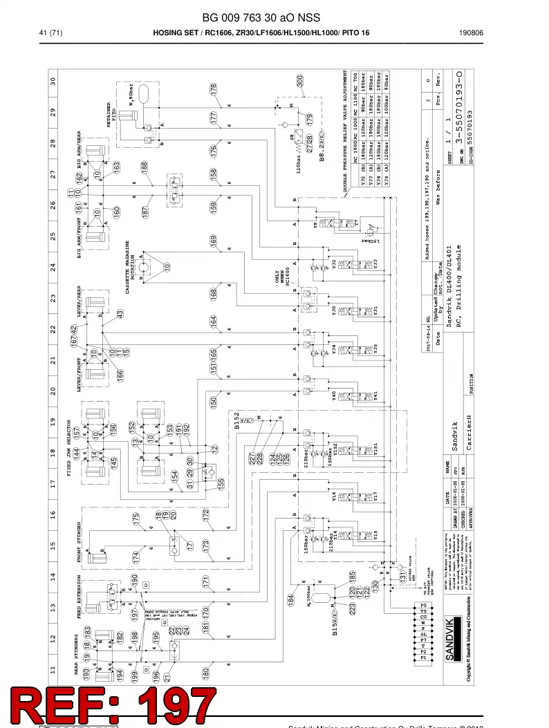 BG00284462a BG 002 844 62a Hose Assembly, Hydraulic - Sandvik Technical Drawing