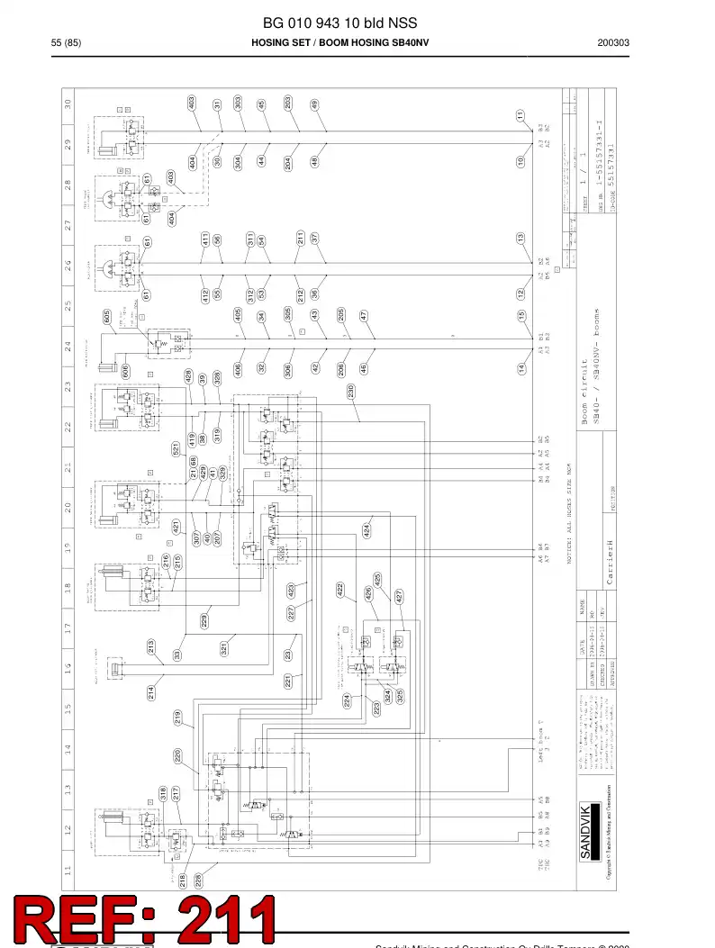 BG00284468a BG 002 844 68a Hose Assembly, Hydraulic - Sandvik Technical Drawing