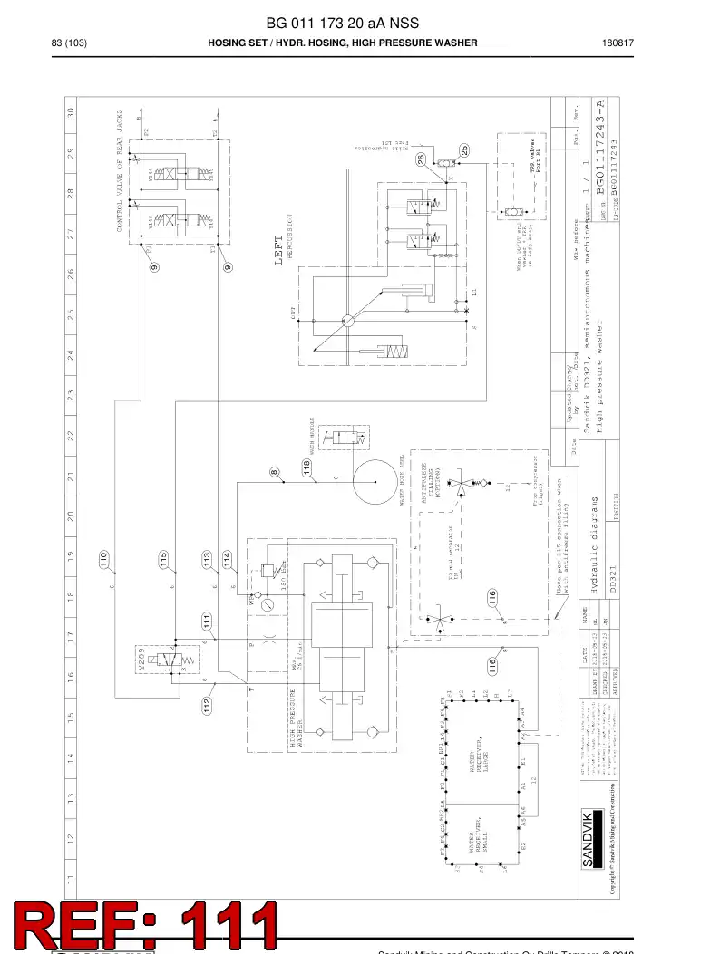 BG00284472a BG 002 844 72a Hose Assembly, Hydraulic - Sandvik Technical Drawing