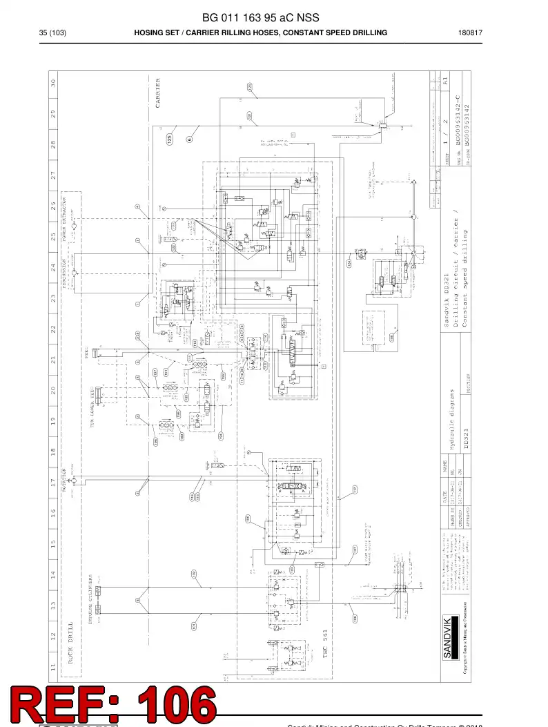 BG00284480a BG 002 844 80a Hose Assembly, Hydraulic - Sandvik Technical Drawing