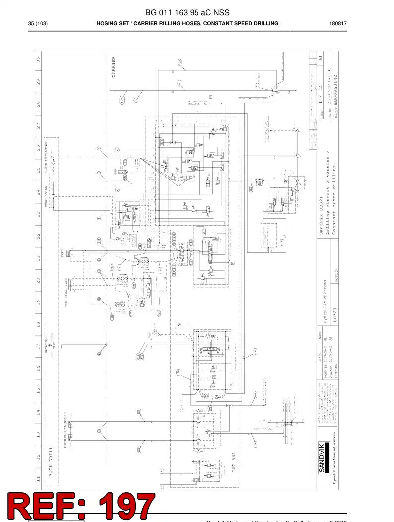 BG00284494a BG 002 844 94a Hose Assembly, Hydraulic - Sandvik Technical Drawing