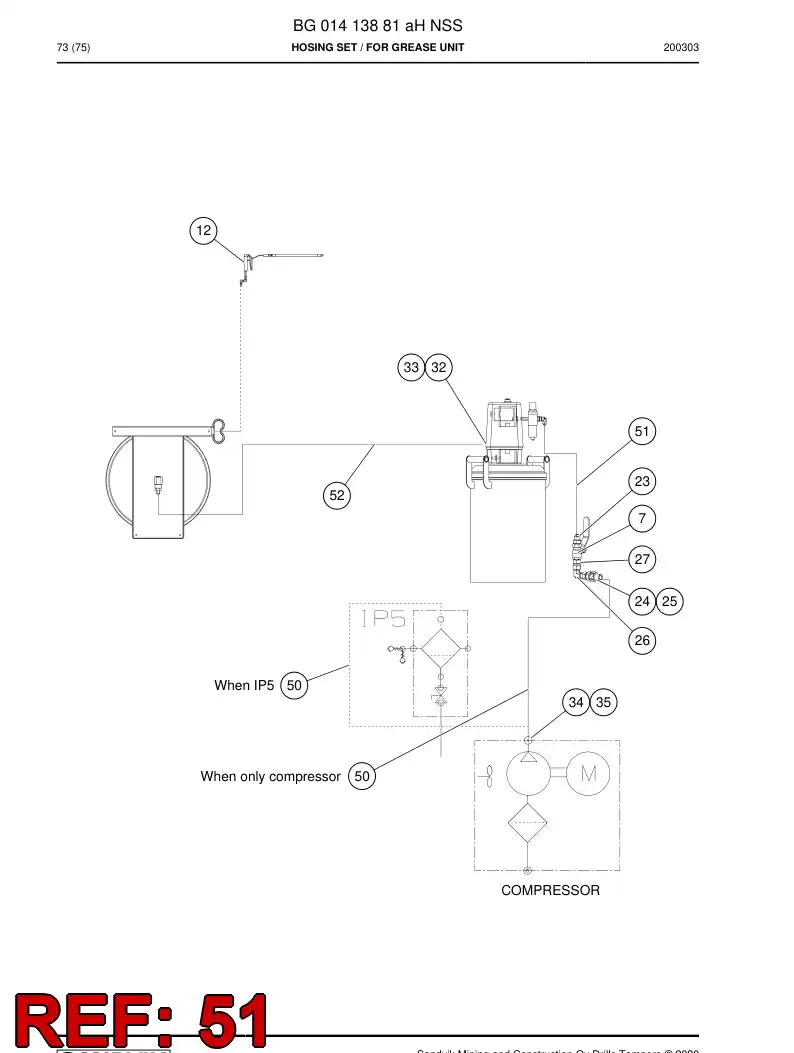 BG00284502a BG 002 845 02a Hose Assembly, Hydraulic - Sandvik Technical Drawing