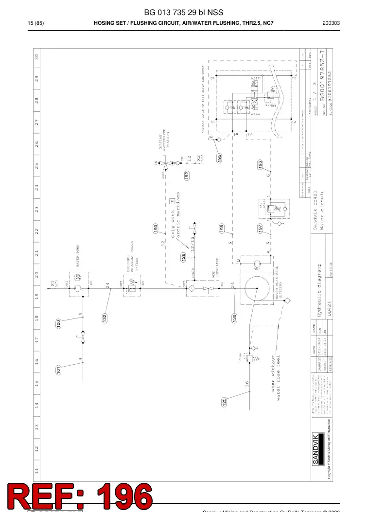 BG00284507a BG 002 845 07a Hose Assembly, Hydraulic - Sandvik Technical Drawing