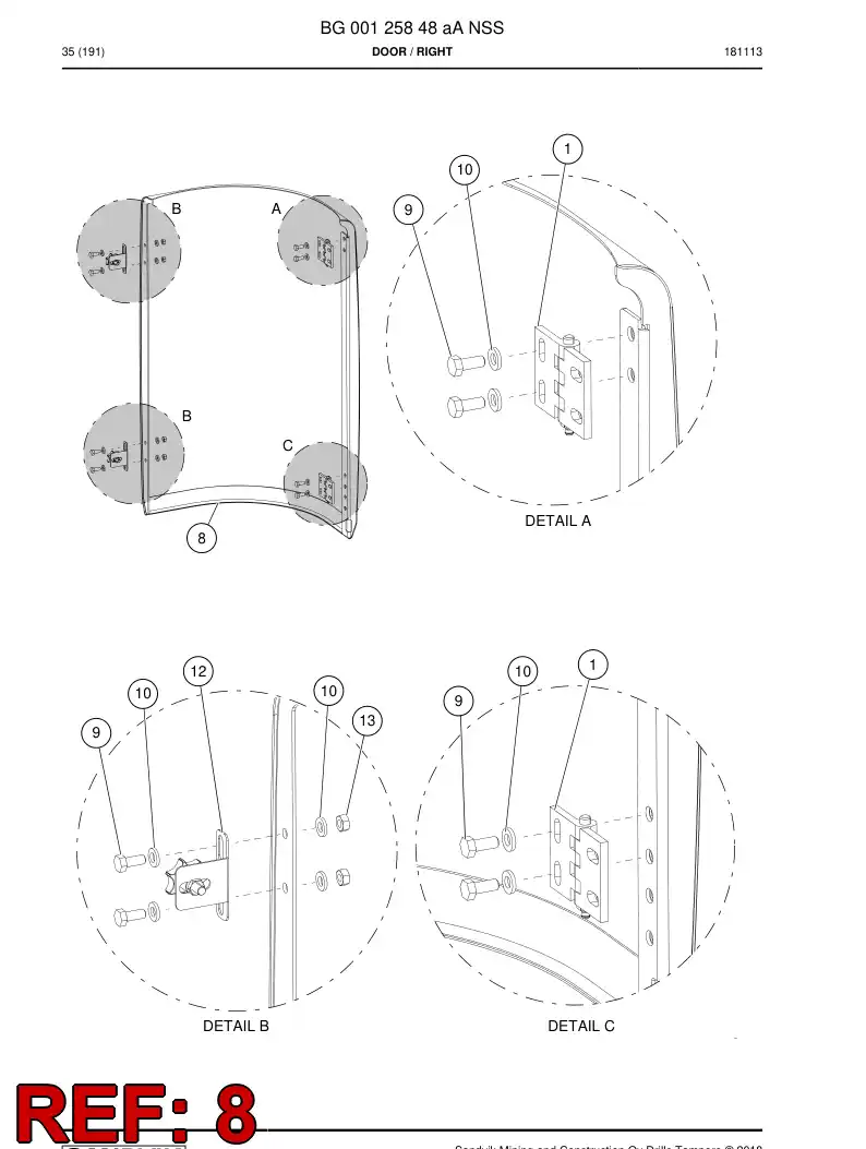 BG00284729b BG 002 847 29b Door - Sandvik Technical Drawing