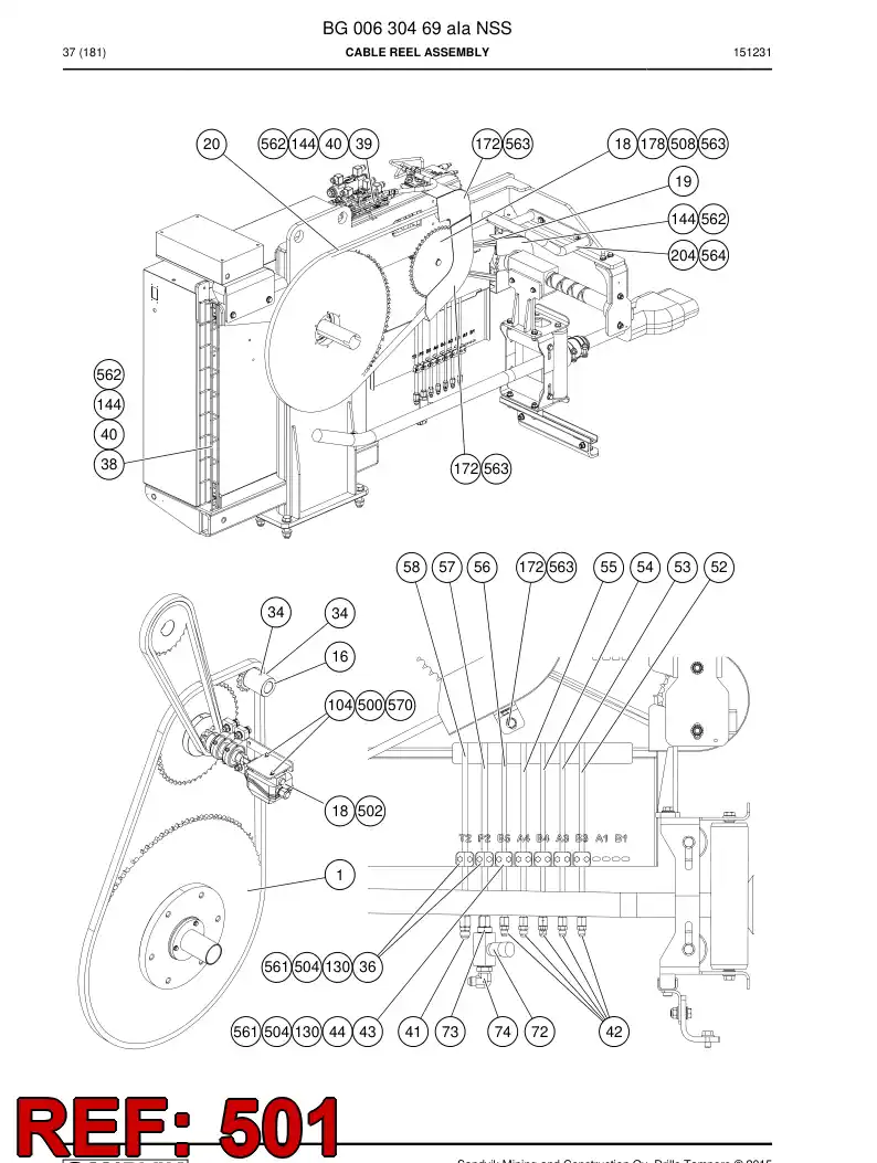 BG00284826f BG 002 848 26f Electrical Assembly - Sandvik Technical Drawing