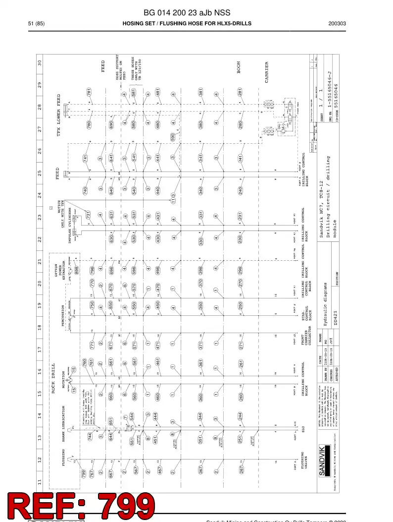 BG00285601b BG 002 856 01b Hose Assembly, Hydraulic - Sandvik Technical Drawing