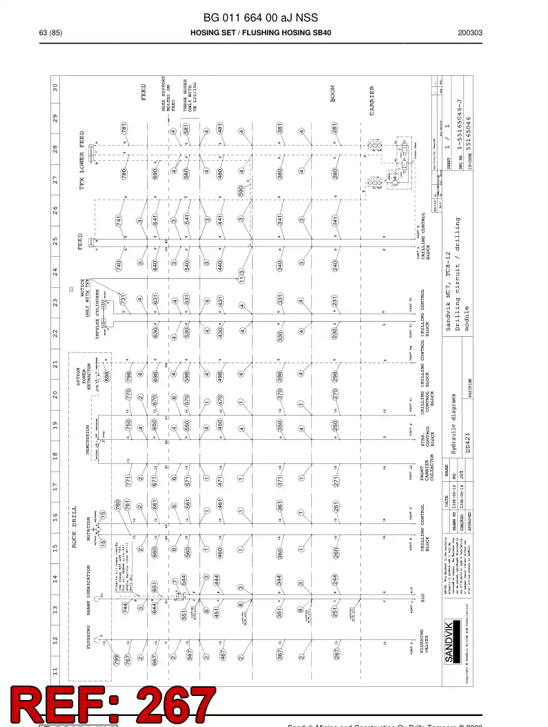 BG00285634a BG 002 856 34a Hose Assembly, Hydraulic - Sandvik Technical Drawing