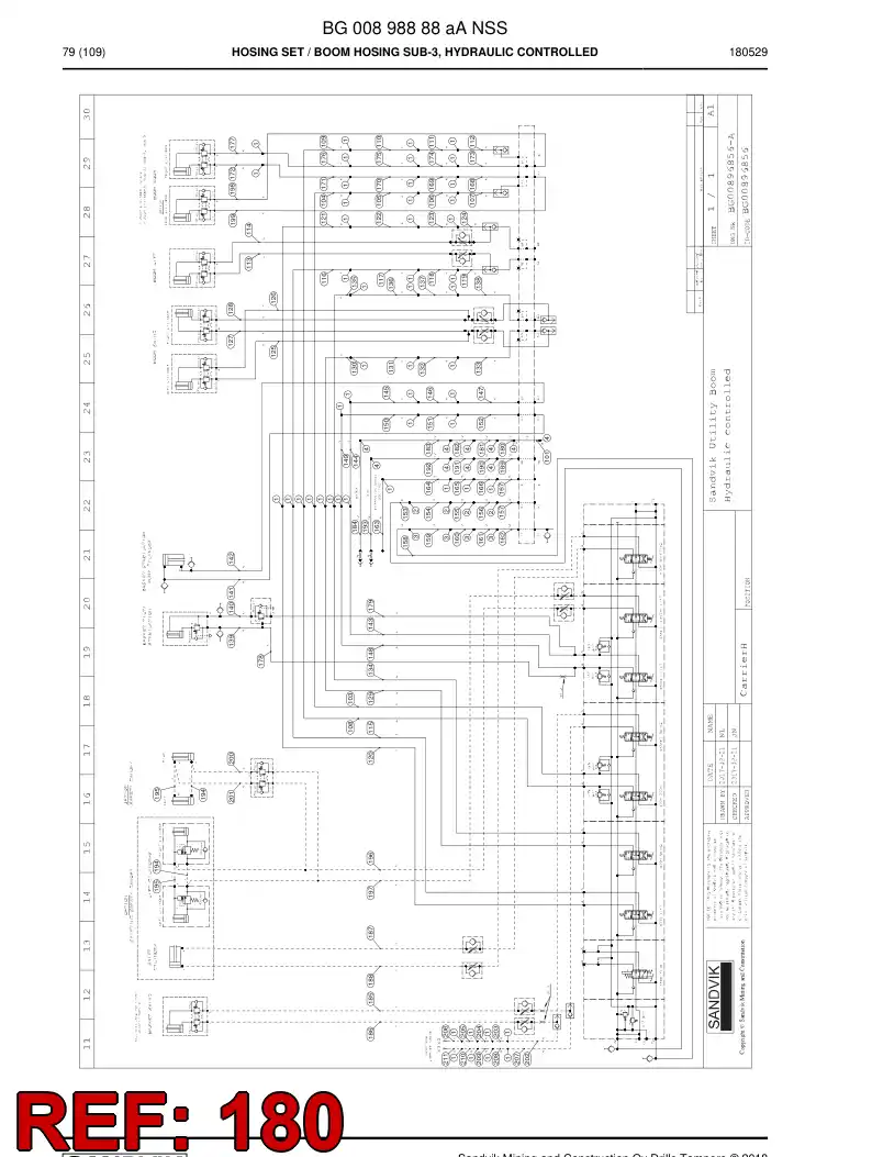 BG00285641b BG 002 856 41b Hose Assembly, Hydraulic - Sandvik Technical Drawing