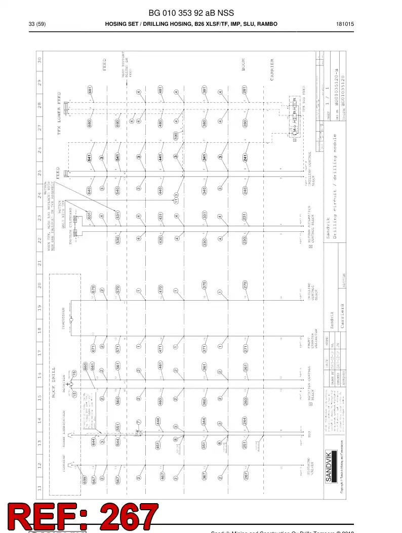BG00285644b BG 002 856 44b Hose Assembly, Hydraulic - Sandvik Technical Drawing
