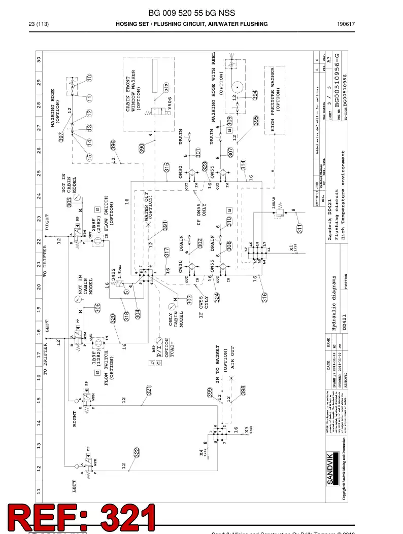BG00285647a BG 002 856 47a Hose Assembly, Hydraulic - Sandvik Technical Drawing