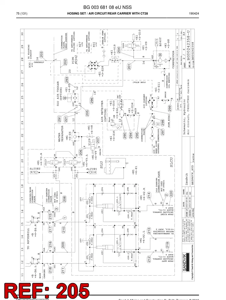 BG00285649a BG 002 856 49a Hose Assembly, Hydraulic - Sandvik Technical Drawing
