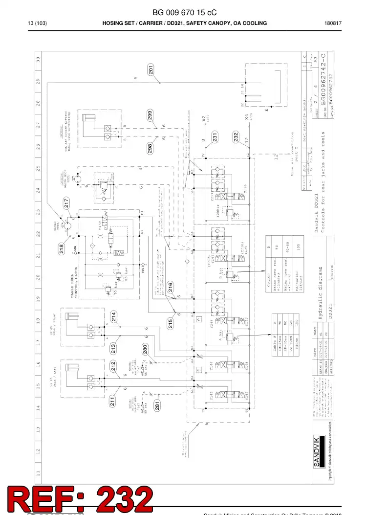 BG00285652a BG 002 856 52a Hose Assembly, Hydraulic - Sandvik Technical Drawing