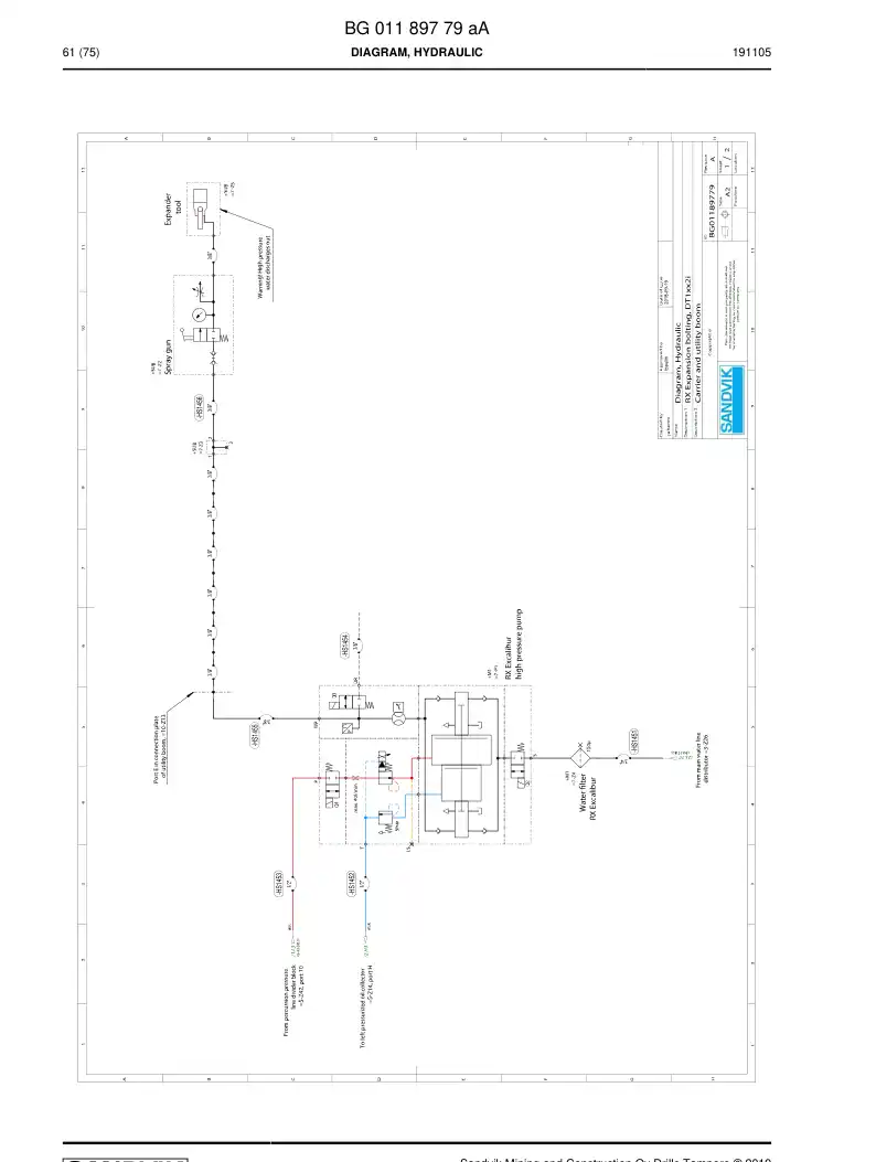 BG00285654a BG 002 856 54a Hose Assembly, Hydraulic - Sandvik Technical Drawing