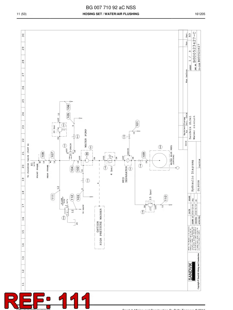 BG00285683a BG 002 856 83a Hose Assembly, Hydraulic - Sandvik Technical Drawing