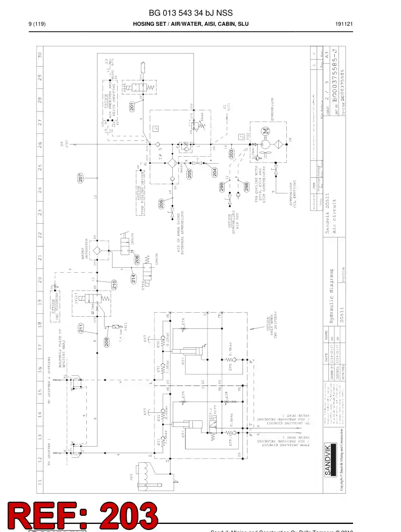 BG00285722b BG 002 857 22b Hose Assembly, Hydraulic - Sandvik Technical Drawing
