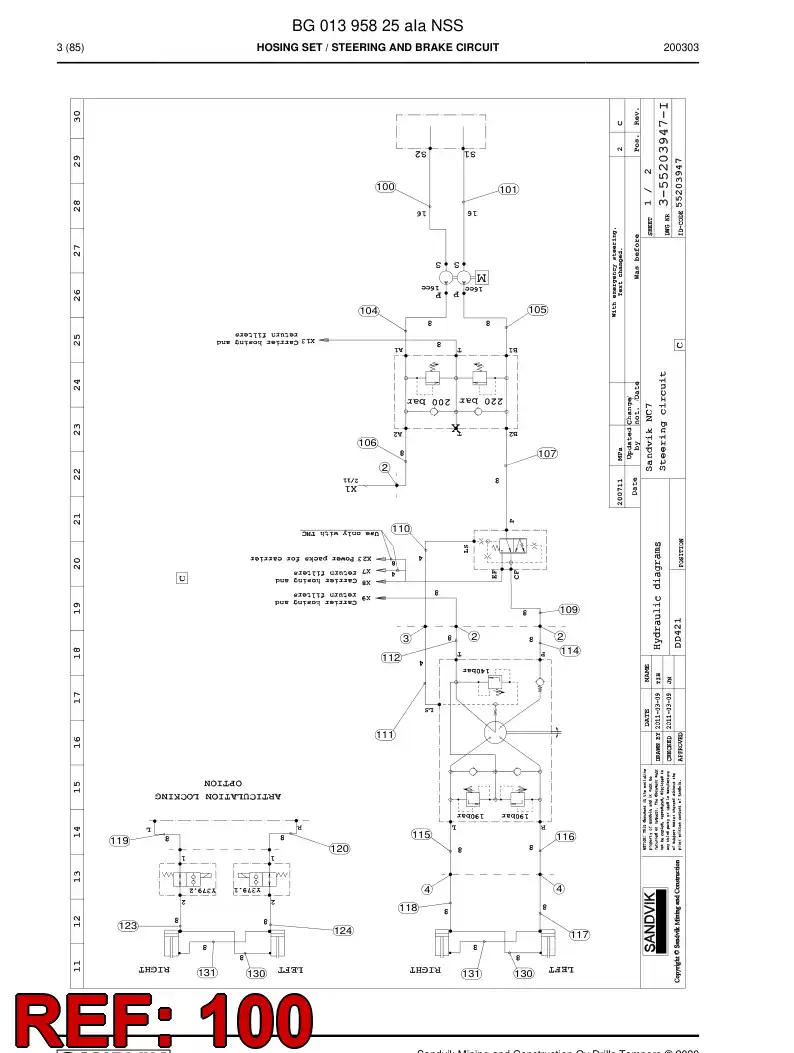 BG00285768b BG 002 857 68b Hose Assembly, Hydraulic - Sandvik Technical Drawing
