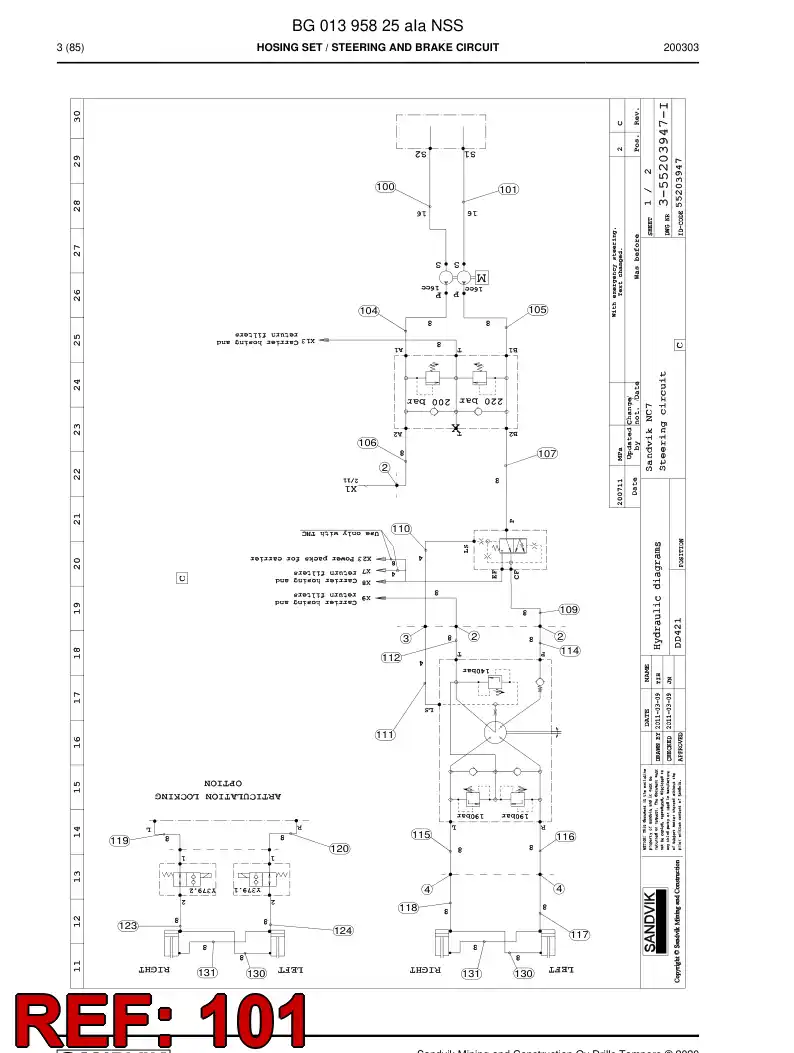 BG00285772b BG 002 857 72b Hose Assembly, Hydraulic - Sandvik Technical Drawing