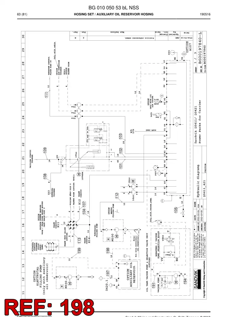BG00285777a BG 002 857 77a Hose Assembly, Hydraulic - Sandvik Technical Drawing