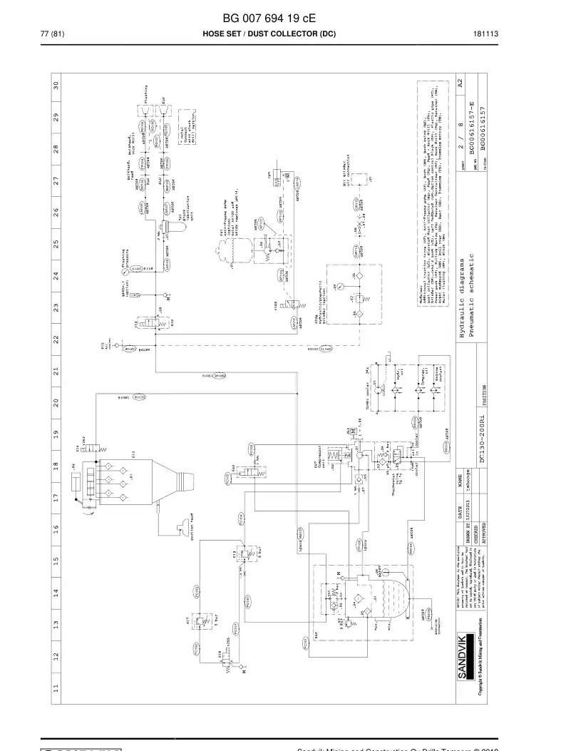 BG00285786a BG 002 857 86a Hose Assembly, Hydraulic - Sandvik Technical Drawing