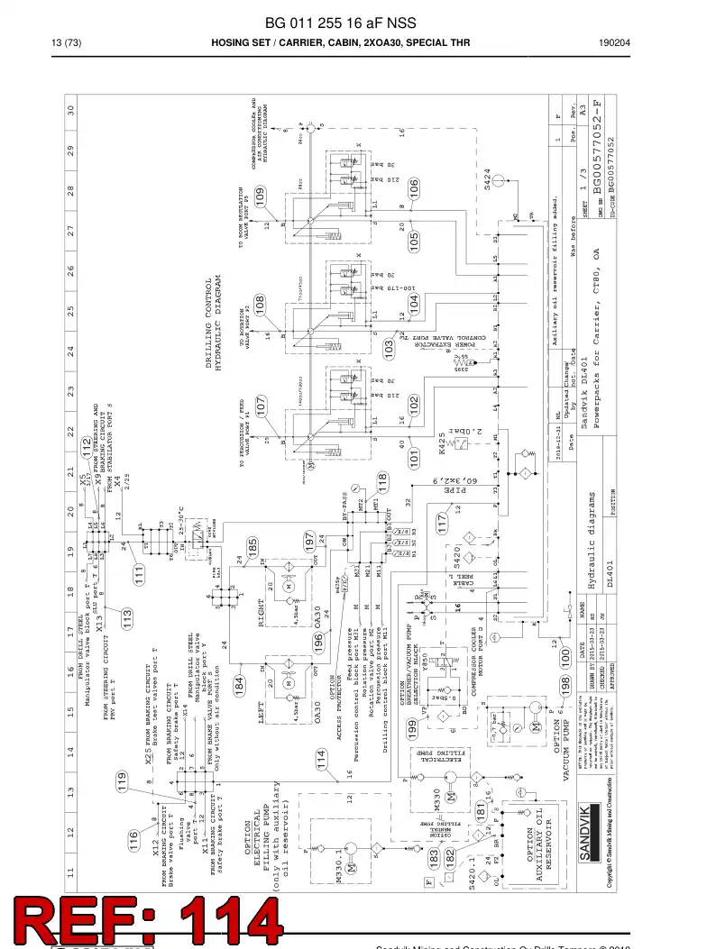 BG00285788a BG 002 857 88a Hose Assembly, Hydraulic - Sandvik Technical Drawing