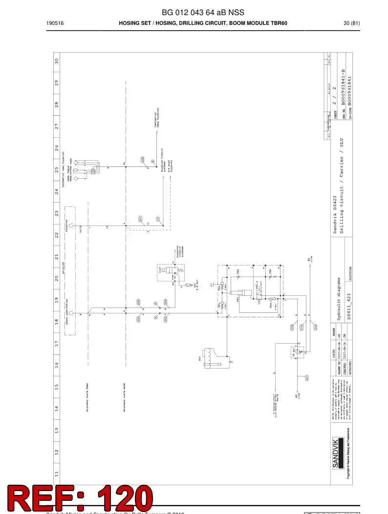 BG00285806a BG 002 858 06a Hose Assembly, Hydraulic - Sandvik Technical Drawing