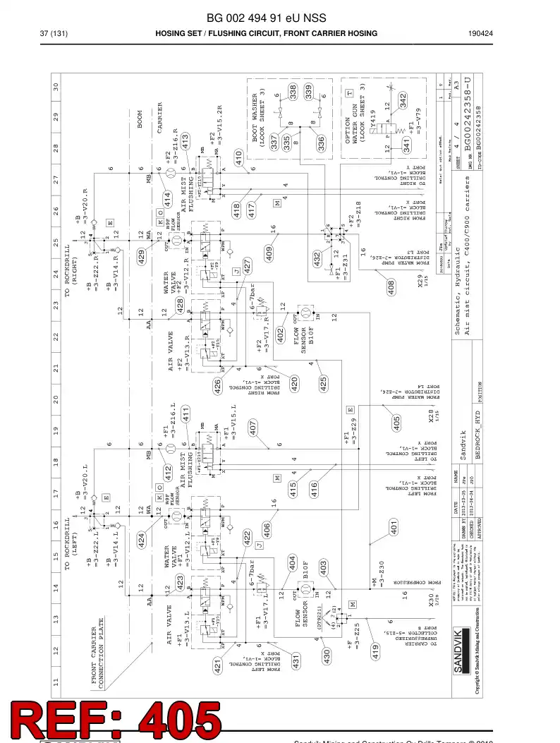 BG00285816a BG 002 858 16a Hose Assembly, Hydraulic - Sandvik Technical Drawing