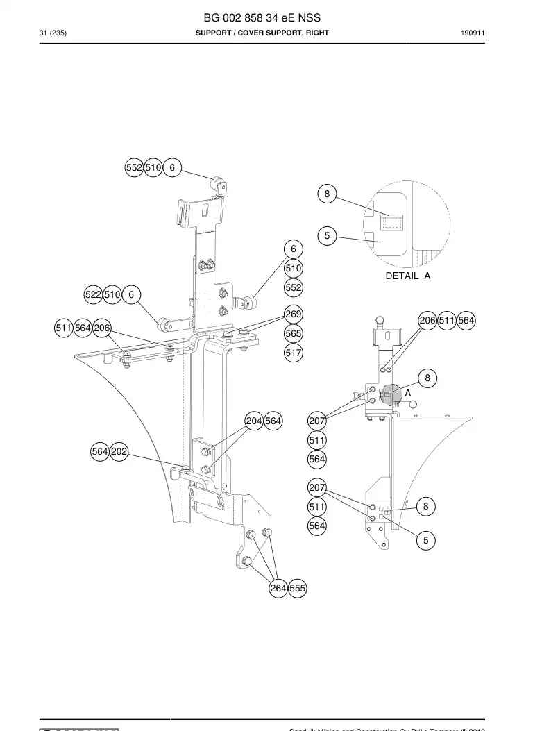 BG00285834e BG 002 858 34e Support - Sandvik Technical Drawing