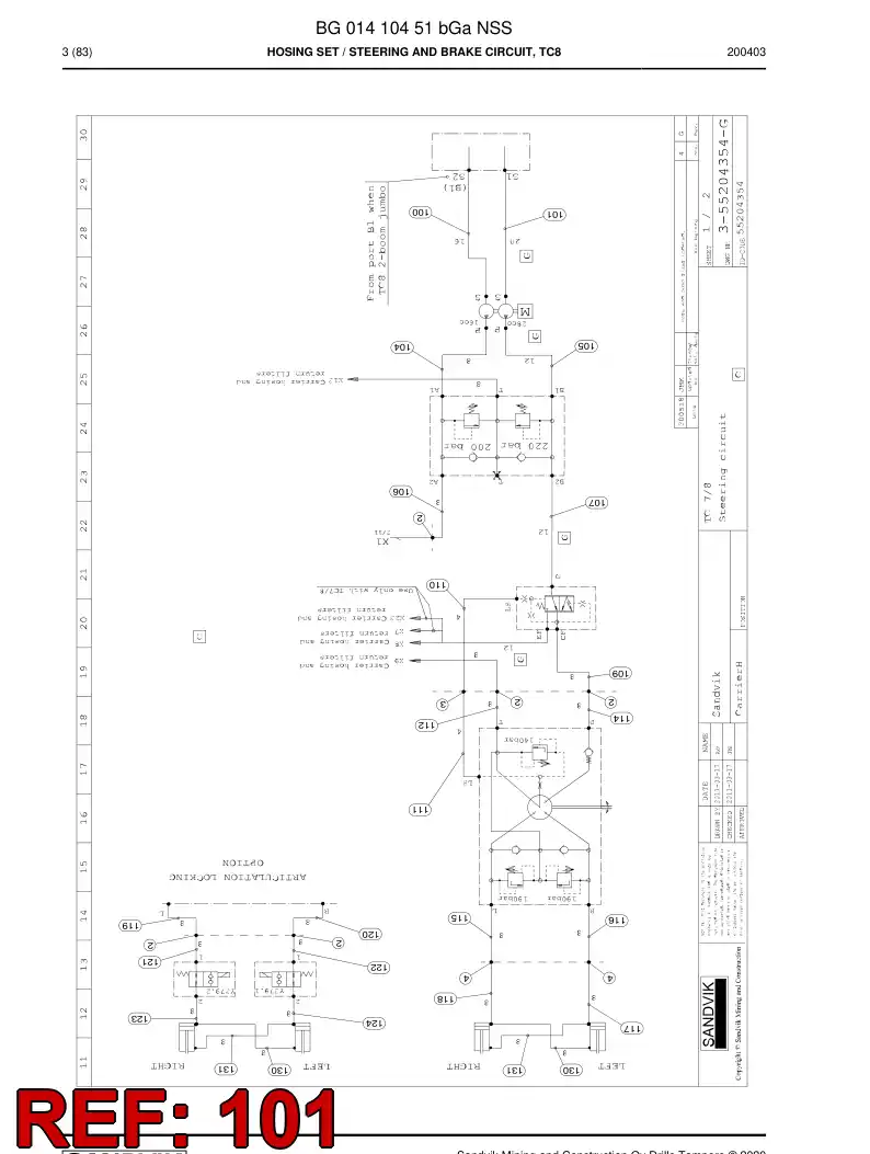 BG00286365b BG 002 863 65b Hose Assembly, Hydraulic - Sandvik Technical Drawing