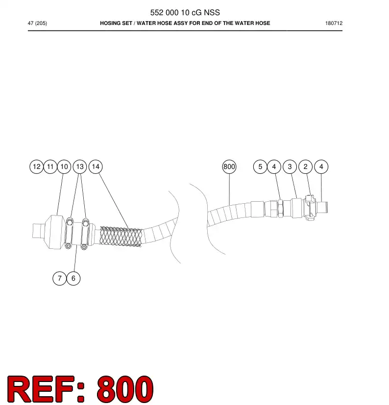 BG00286372a BG 002 863 72a Hose Assembly, Hydraulic - Sandvik Technical Drawing