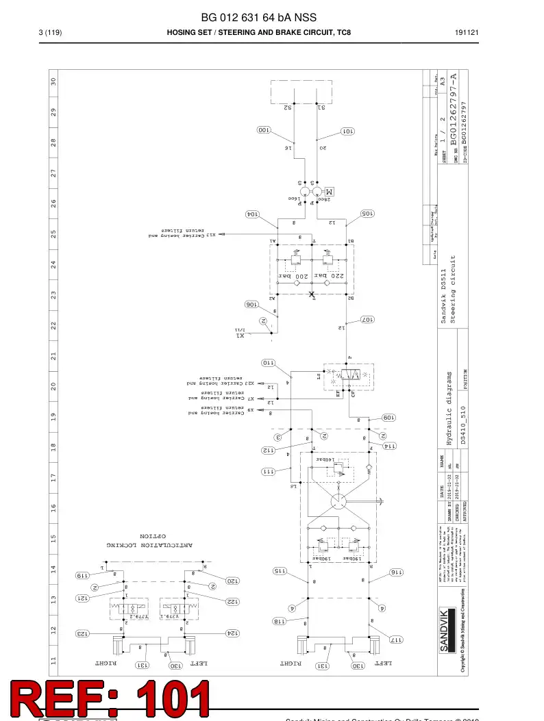 BG00286374b BG 002 863 74b Hose Assembly, Hydraulic - Sandvik Technical Drawing
