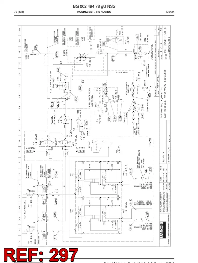 BG00286375a BG 002 863 75a Hose Assembly, Hydraulic - Sandvik Technical Drawing