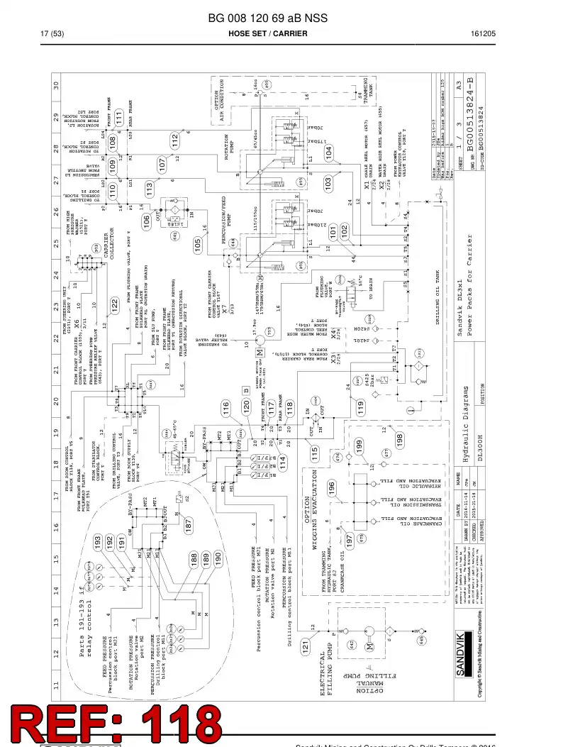BG00286378a BG 002 863 78a Hose Assembly, Hydraulic - Sandvik Technical Drawing
