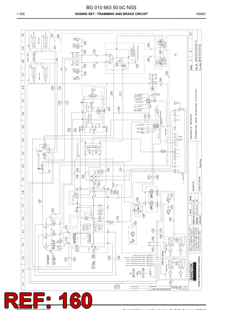 BG00286385b BG 002 863 85b Hose Assembly, Hydraulic - Sandvik Technical Drawing