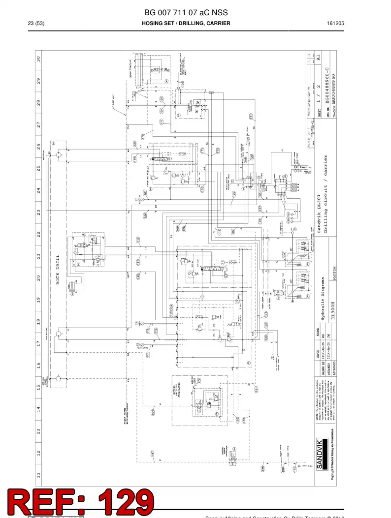 BG00286396a BG 002 863 96a Hose Assembly, Hydraulic - Sandvik Technical Drawing