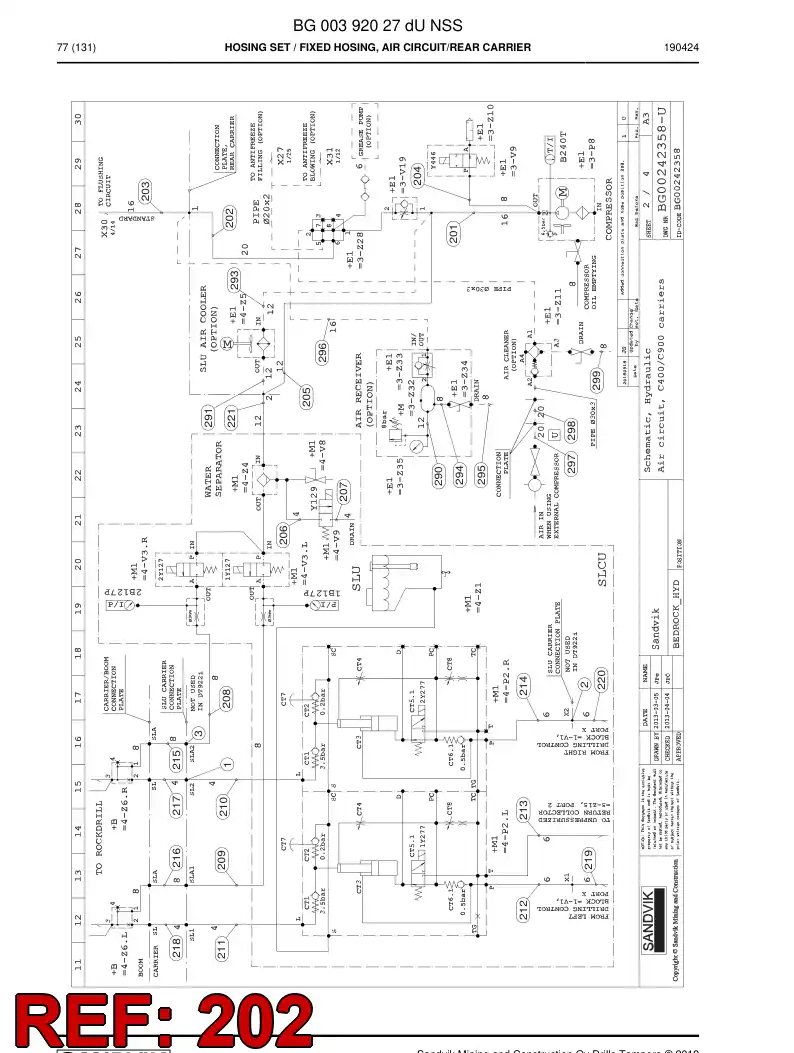 BG00286402b BG 002 864 02b Hose Assembly, Hydraulic - Sandvik Technical Drawing