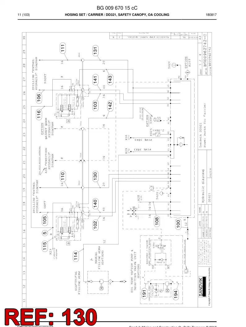 BG00286589b BG 002 865 89b Hose Assembly, Hydraulic - Sandvik Technical Drawing
